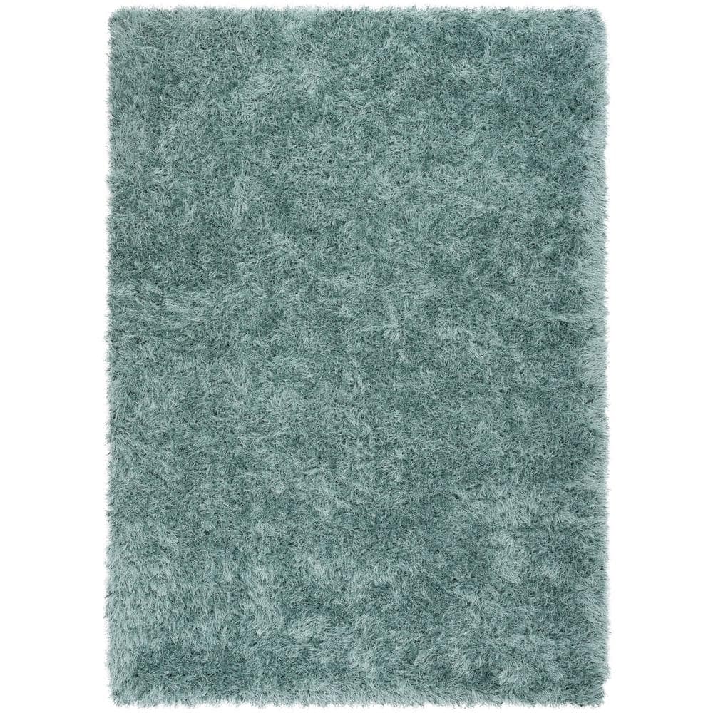 Well Woven Kuki Chie Glam Solid Textured Ultra-Soft Light Blue 5 ft. 3 ...