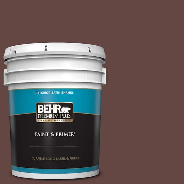 BEHR PREMIUM PLUS 5 gal. #PMD-62 Black Plum Satin Enamel Exterior Paint & Primer