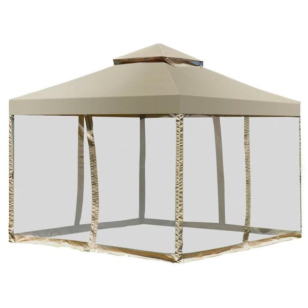 Outdoor 10 ft. x 10 ft. Canopy 2-Tier Steel Patio Gazebo Tent