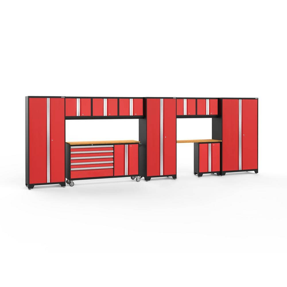 Bold Series 11-Piece 24-Gauge Steel Garage Storage System in Deep Red (222 in. W x 77 in. H x 18 in. D) -  NewAge Products, 56449