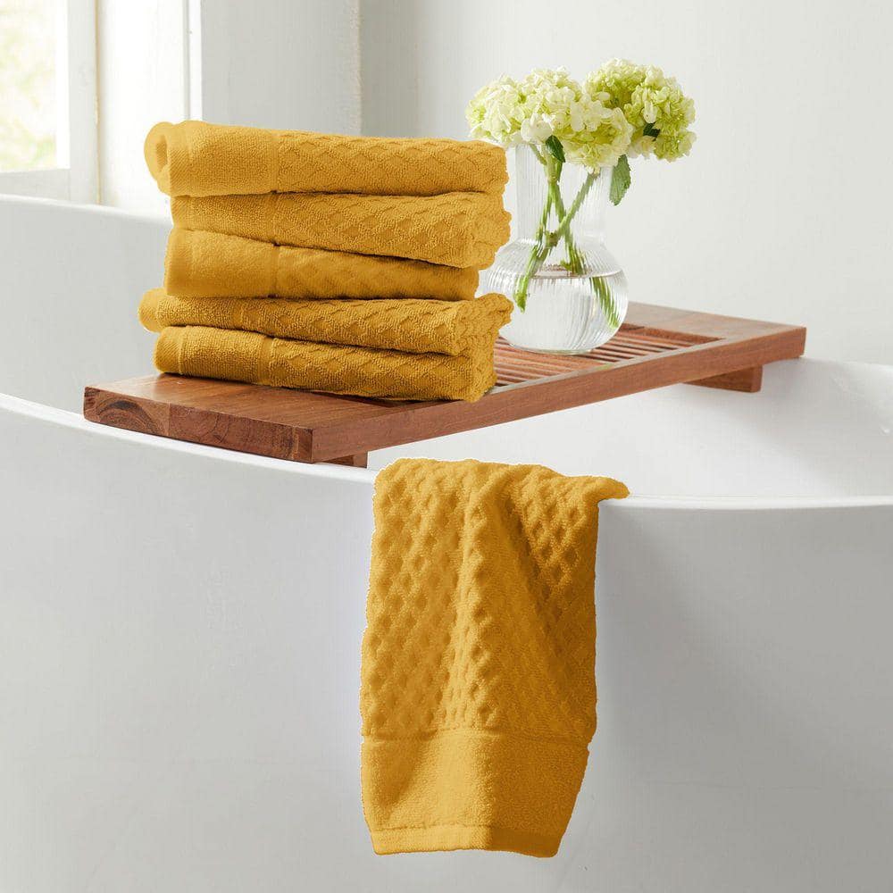 FRESHFOLDS Marigold Ultra-Soft 100% Cotton Diamond Waffle 6-Pack
