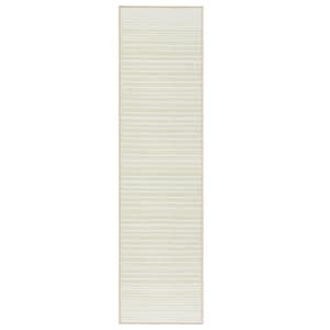 Basic Layne Modern Stripe Cream Beige 2 ft. x 7 ft. Machine Washable Runner Rug