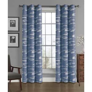 Crushed Microfiber Moonlight Blue Solid 40 in. W x 84 in. L Grommet Light Filtering Indoor Curtain Panel