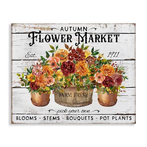 Stupell Industries Autumn Flower Market by Creatif Belle Unframed Nature Graphic Art Print 36 in. x 48 in.