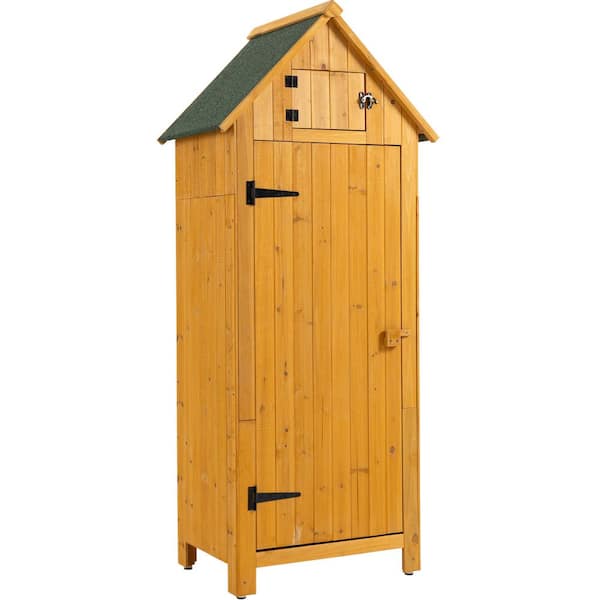 Tenleaf 2.53 ft. W x 1.78 ft. D Yellow Brown Wood Shed with Shelves (4.5 sq. ft.)