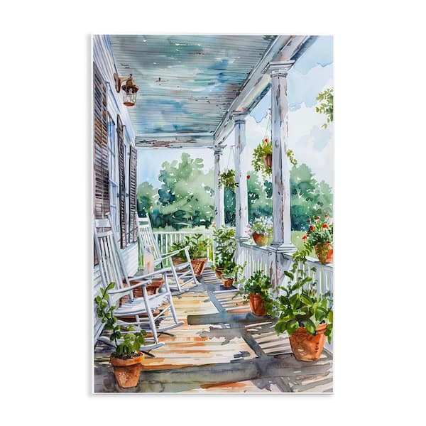Stupell Industries Summer Plant Filled Porch by Franklyn Gregory Unframed Architecture Graphic Art Print 15 in. x 10 in.