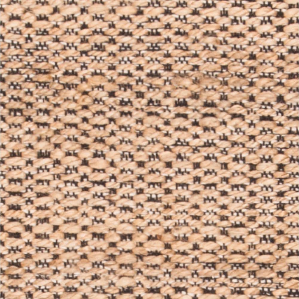 Natural and Black Geometric Wool Cotton Runner Rug