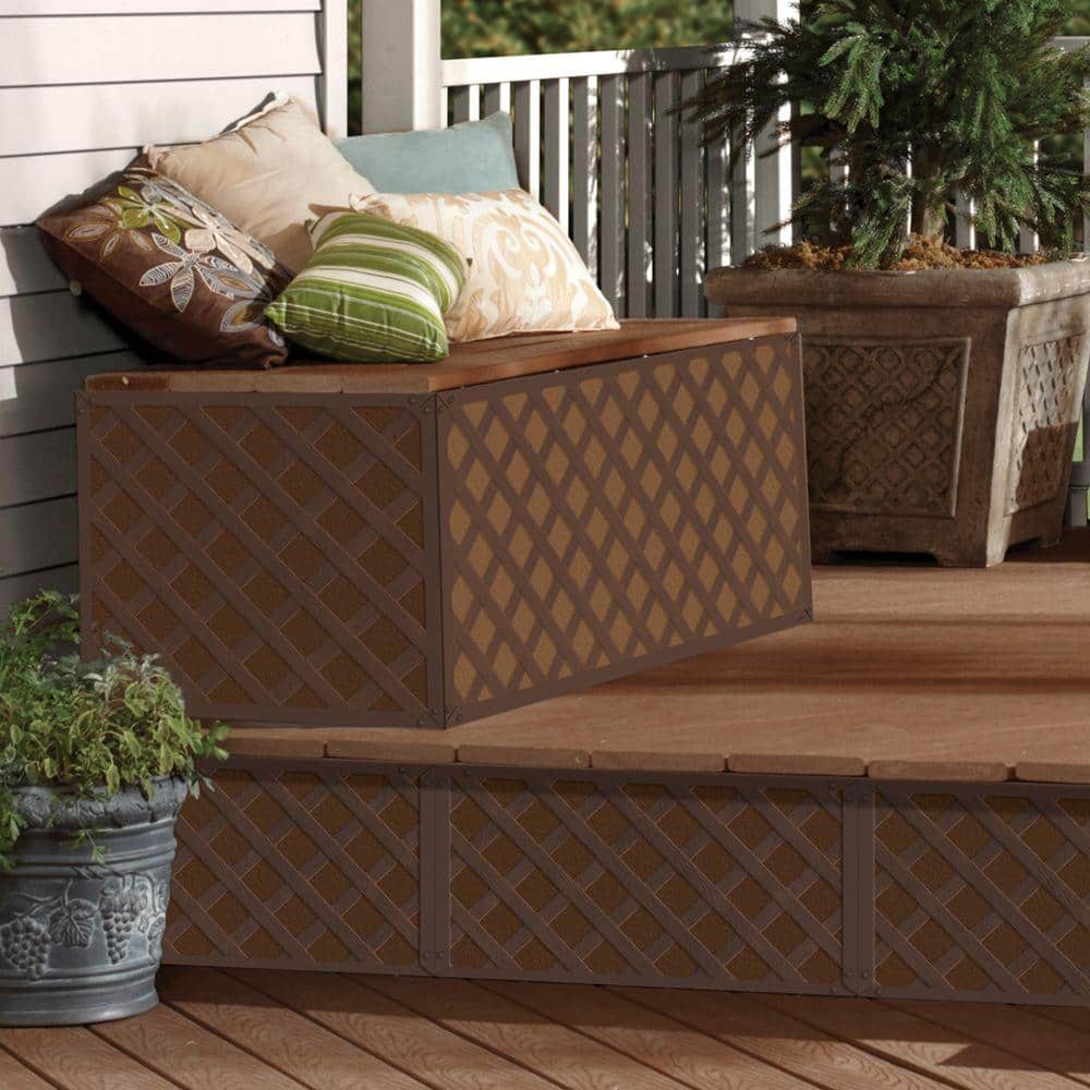 Brazilian Walnut Diamond Vinyl Privacy Lattice Panel 4 ft x 8 ft