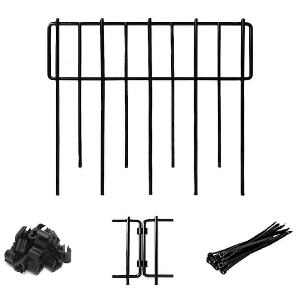 13 in. Metal Animal Barrier Garden Fence with 1.26 in. Gap Rustproof Wire Decorative Fence, 10 Panels, Black
