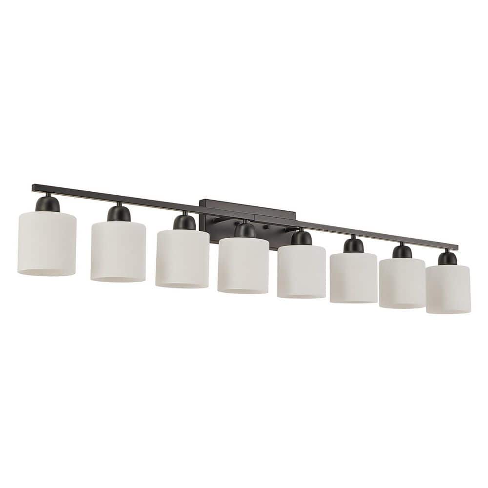 51.6 in. 8-Light Matte Black Vanity Light Fixture with Milky White Glass Shades price history on PriceWatchPro
