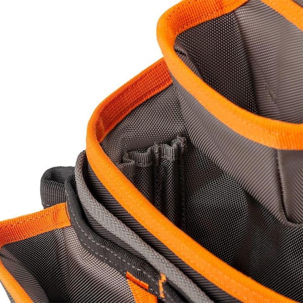 Ridgid 29 in. 23 Pocket Professional Grade 2-Bag Suspension Rig Work Tool Belt with Suspenders, Orange/Black/Gray