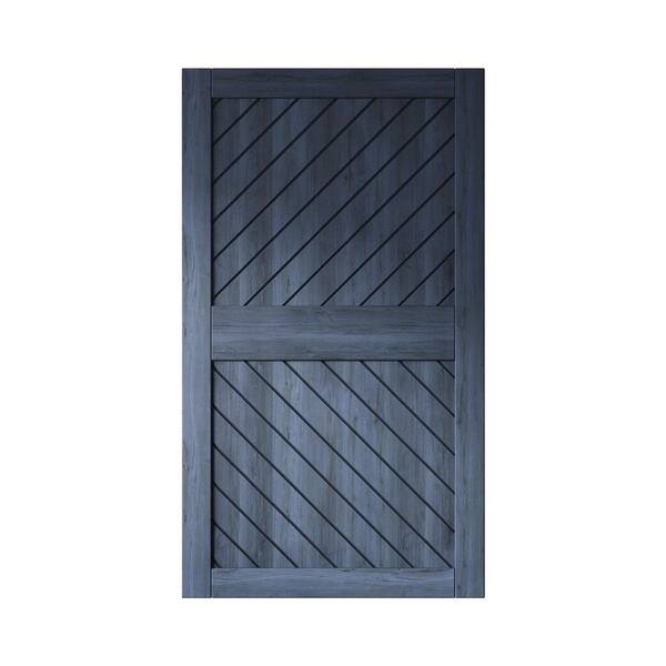 XT3 48 in. x 84 in. C-Panel Solid Core Navy Slanted Stripe Design Pine Wood Interior Sliding Barn Door Slab