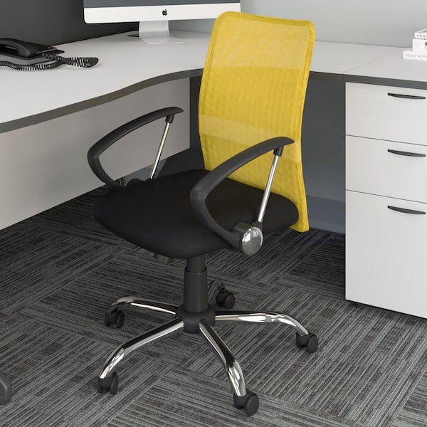 CorLiving Workspace Office Chair with Contoured Yellow Mesh Back