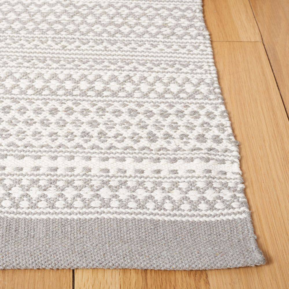 Gray and Beige Handwoven Wool Striped 8' x 10' Area Rug