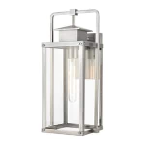 Crofton Antique Brushed Aluminum Outdoor Hardwired Wall Sconce with No Bulbs Included