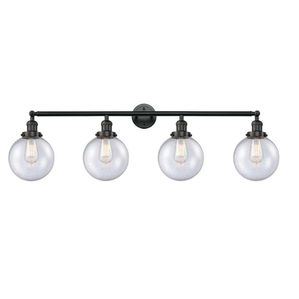 Beacon 44 in. 4-Light Matte Black Vanity Light with Glass Shade price history on PriceWatchPro