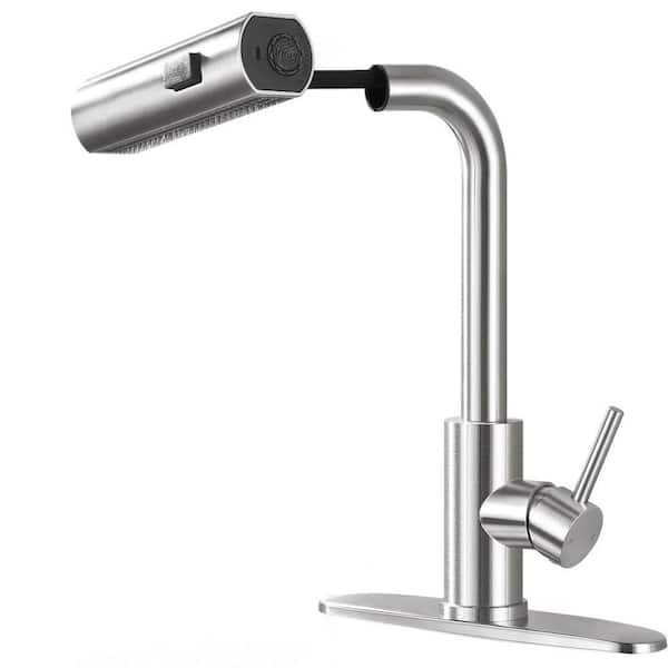 Single Handle 360° Spout Swivel 13 in. H Pull-Down Sprayer Kitchen Faucet with Advanced Spray in Brushed Nickel