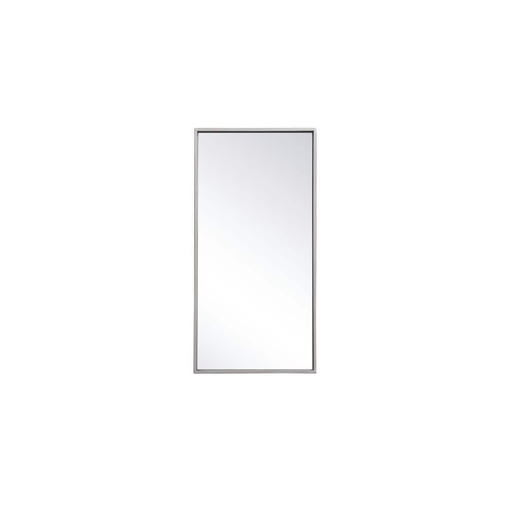 Small Rectangle Silver Modern Mirror (14 in. H x 28 in. W)