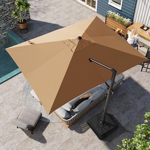 13 ft. x 10 ft. Rectangular Heavy-Duty 360-Degree Rotation Cantilever Patio Umbrella in Tan
