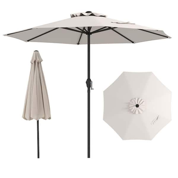 Gymax 8.5 ft. Outdoor Patio Umbrella Modern Table Umbrella W/8 Heavy Duty Ribs Sun-Proof in Beige