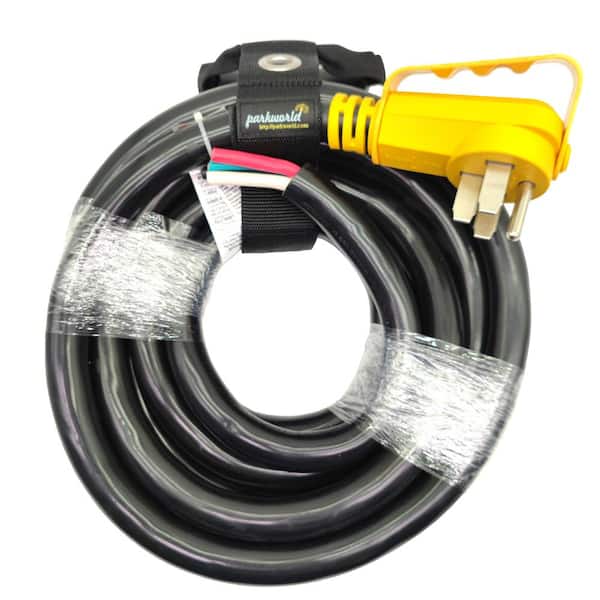 parkworld 25 ft. 6/3 Plus 8/1 50 Amp NEMA 14-50 Power Cord With Handle for RV/EV Charger/Generator/Range(14-50P to 4-Wires), Black