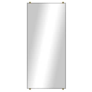 Modern Rustic (26.5in. W x 60in. H) Frameless Beveled Rectangular Wall Mirror with Brass Round Clips