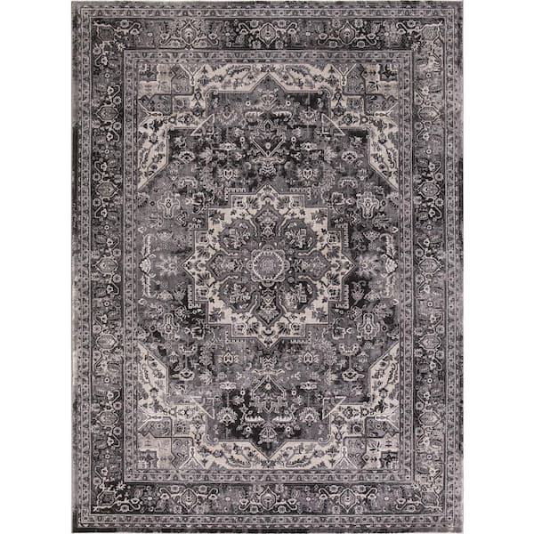 Concord Global Trading Kashan Anthracite 3 ft. x 5 ft. Medallion Area Rug
