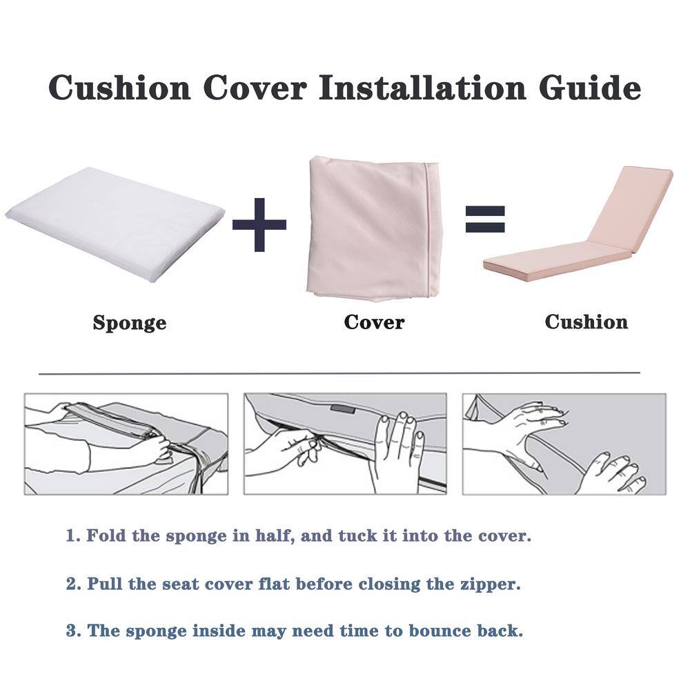 Beige Polyester Outdoor Chaise Lounge Cushion Set