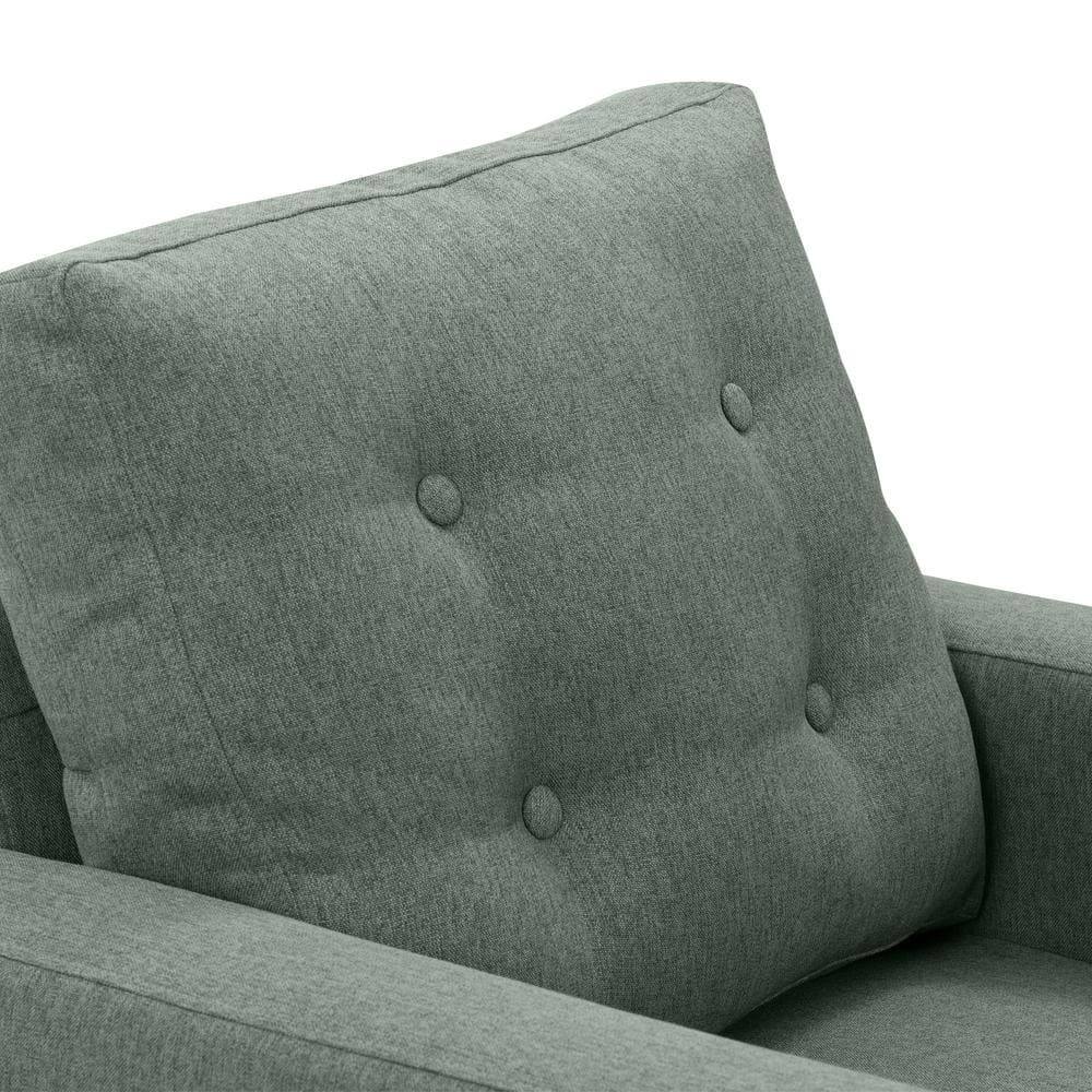 Elwood Modern Green Twill Tufted Accent Chair with Wood Legs