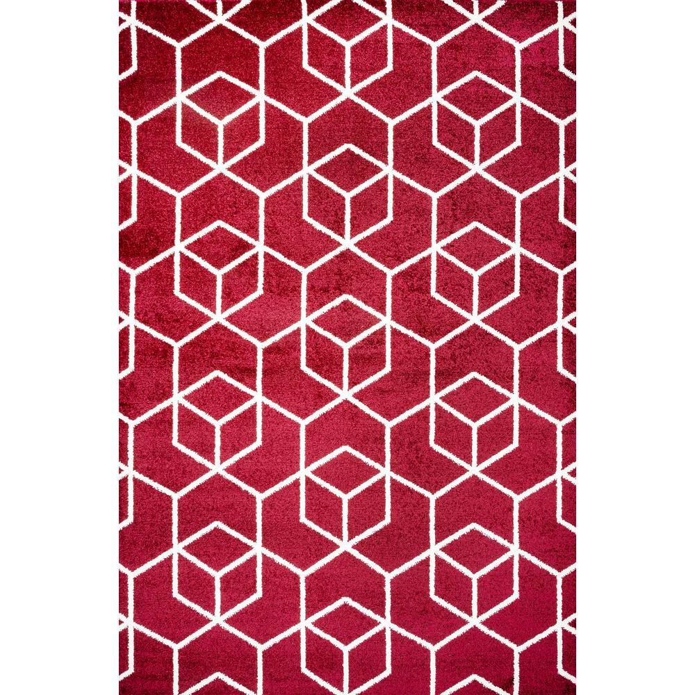 Jonathan Y Red and White Geometric Flat Woven Area Rug