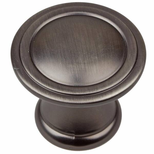 GlideRite 1 in. Dia Satin Pewter Round Deco Cabinet Knobs (10-Pack)