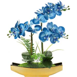 15 in. Blue Artificial Orchids in Pot