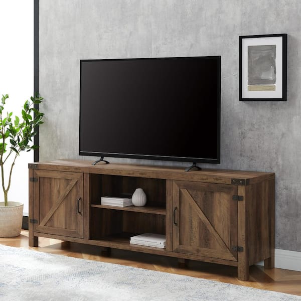 Walker Edison Furniture Company 70 in. Rustic Oak Composite TV Stand 75 in. with Doors