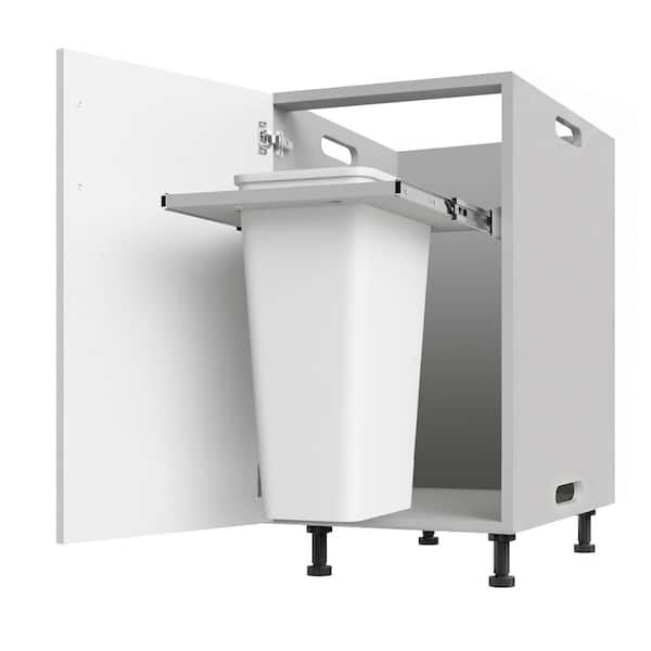 Miami Weatherboard 18 in. X 27 in. X 34.5 in Outdoor Base Cabinet Trash Can Full Height in Shell White Matte