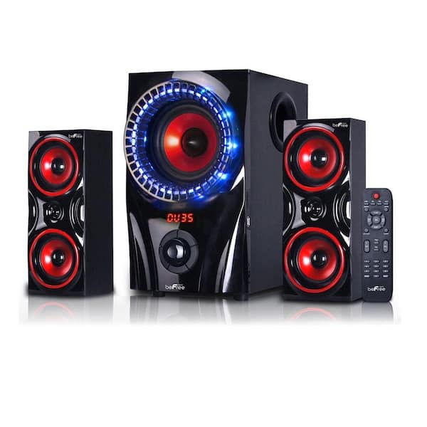 BEFREE SOUND 2.1 Channel Surround Sound Bluetooth Speaker System in Red  98595513M - The Home Depot