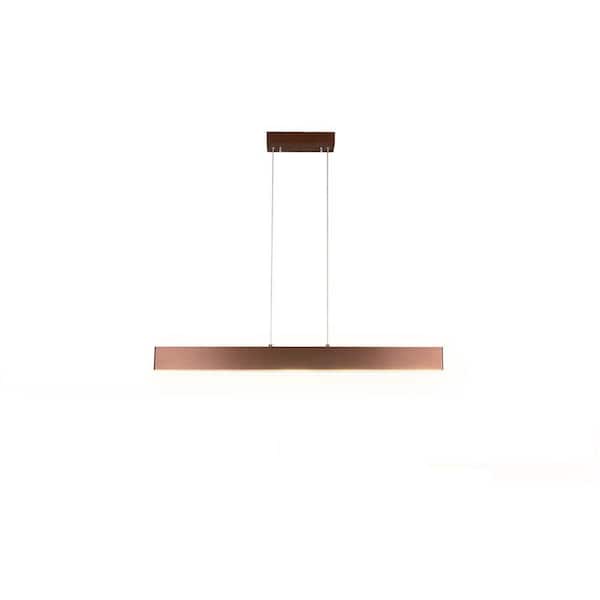 CIPACHO 18-Watt Integrated LED Aluminum Coffee Color Strip-Style Chandelier with Acrylic Shades