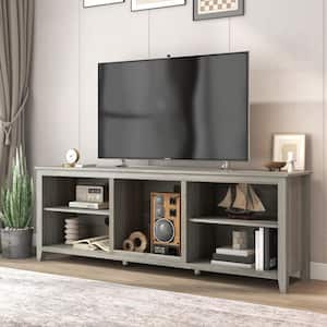 70 in. Grey Walnut TV Stand Storage Media Console Entertainment Center for TVs up to 60 in.