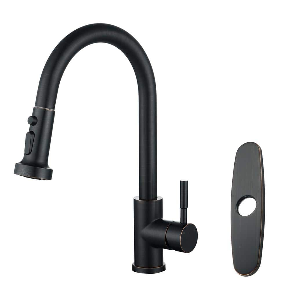 Single Handle Pull Down Sprayer Kitchen Faucet with Deck Plate in Oil Rubbed Bronze price history on PriceWatchPro