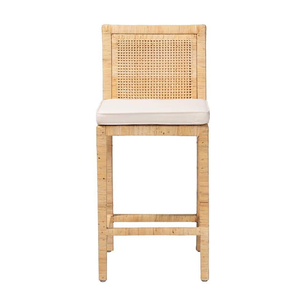 Sofia Handmade Natural Wood and Rattan 41" Counter Stool