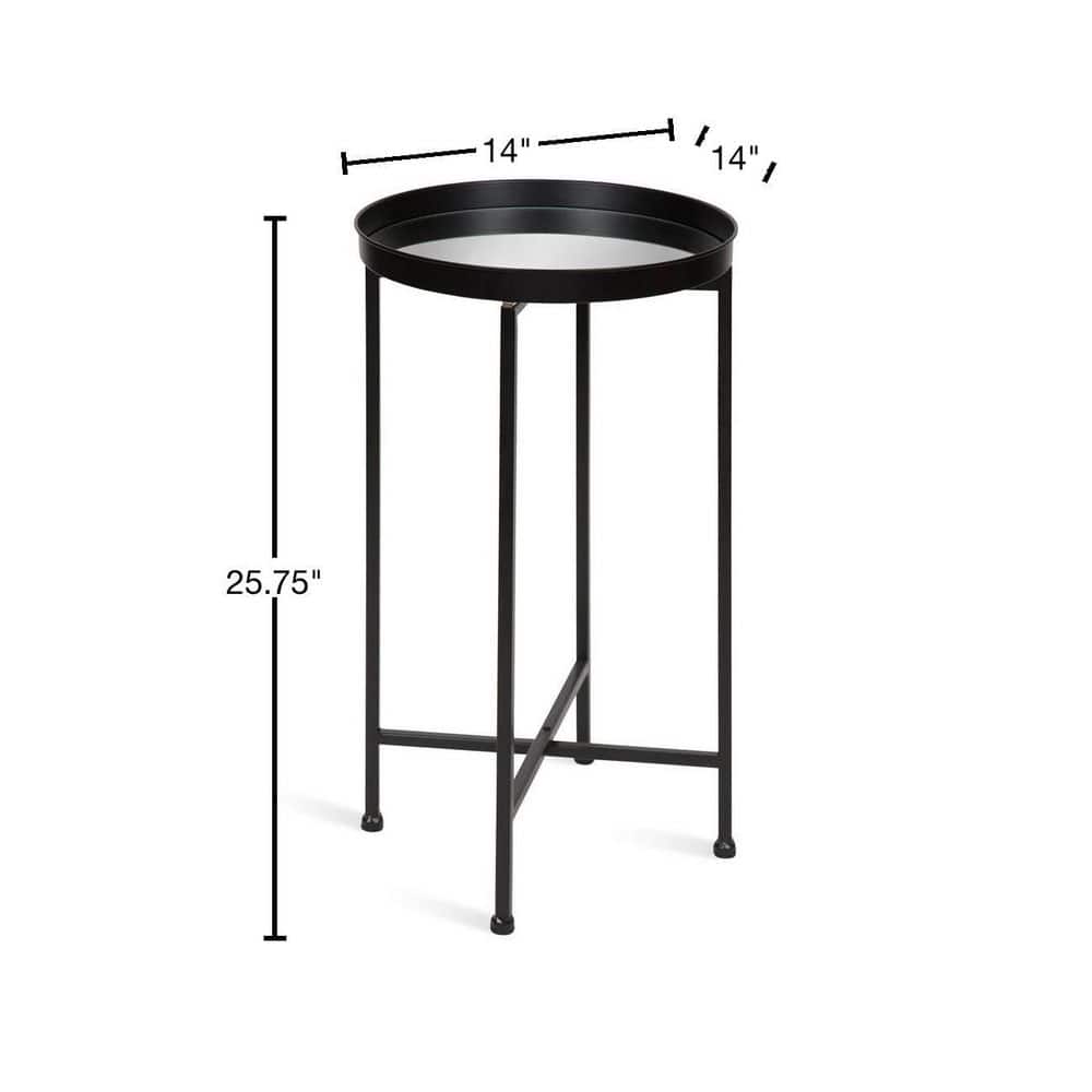 Celia 25.5" Black and Gold Metal Round Tray Accent Table
