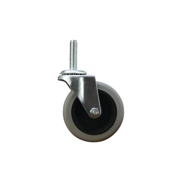 Shepherd 3 in. Gray Rubber Like TPR and Steel Swivel Threaded Stem Caster with 110 lb. Load Rating