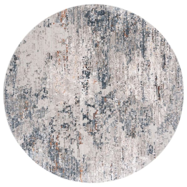 Princeton 7 ft. x 7 ft. Gray/Ivory Distressed Marble Round Area Rug