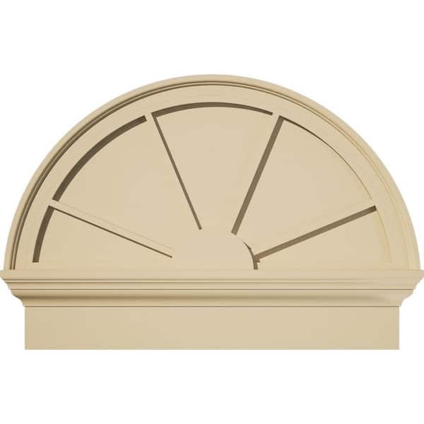 Ekena Millwork 28-in W x 20-3/4-in H x 2-3/4-in P Half Round 4 Spoke Signature Urethane Combination Pediment, Primed Tan