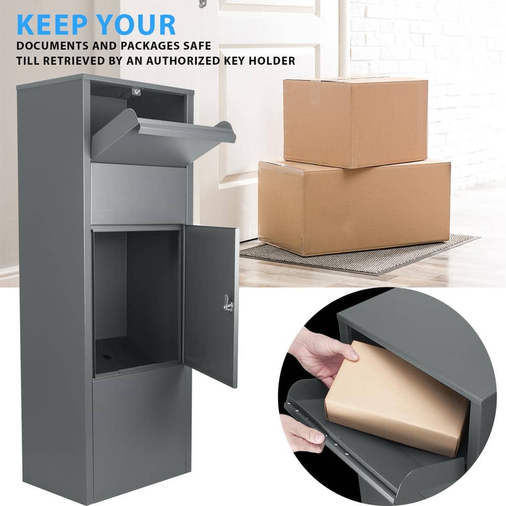 Large Black Steel Parcel Drop Box with Key Lock