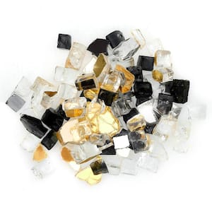 1/2 in. Blended Reflective Fire Glass10 lbs. Bag, Onyx Black Plus Platinum Plus Gold