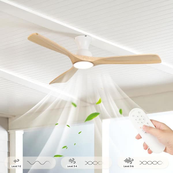 52 in. LED Indoor Modern Matte Wood Dimmable Low Profile Ceiling Fan Light with Remote Reversible Blades Included