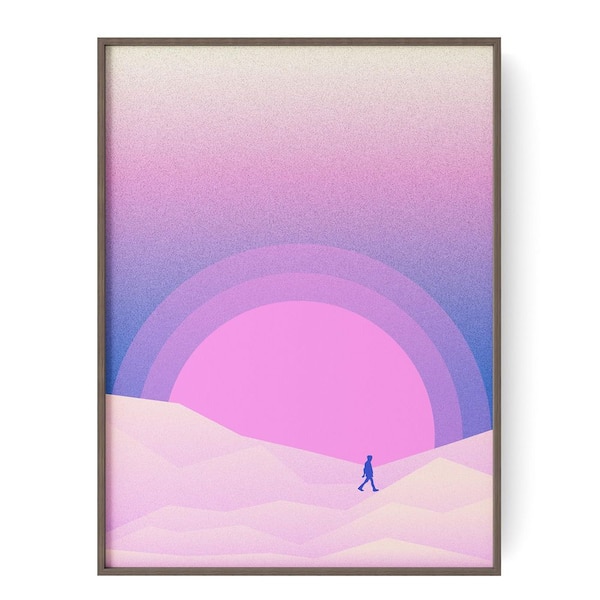 1 Piece Framed Desert Canvas Wall Art Surreal Landscape Wall Decor Sunset Sun Decorative Canvas Print 24 in. x 18 in.