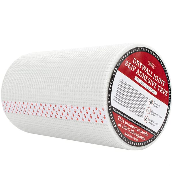 6 in. x 82 ft. White Self-Adhesive Fiberglass Mesh Drywall Joint Tape for Sheetrock Crack Repair (1-Pack)