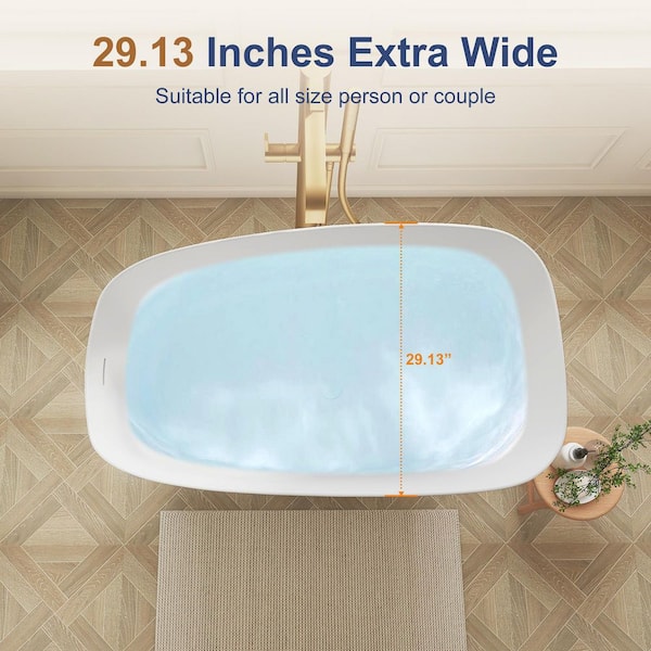 SJ STAR&JANE Verna 51 in. x 29 in. Solid Surface Freestanding