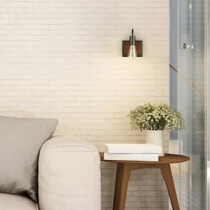 Williams 1-Light Matte Black Plug-In or Hardwire Wall Sconce with 6 ft. Cord